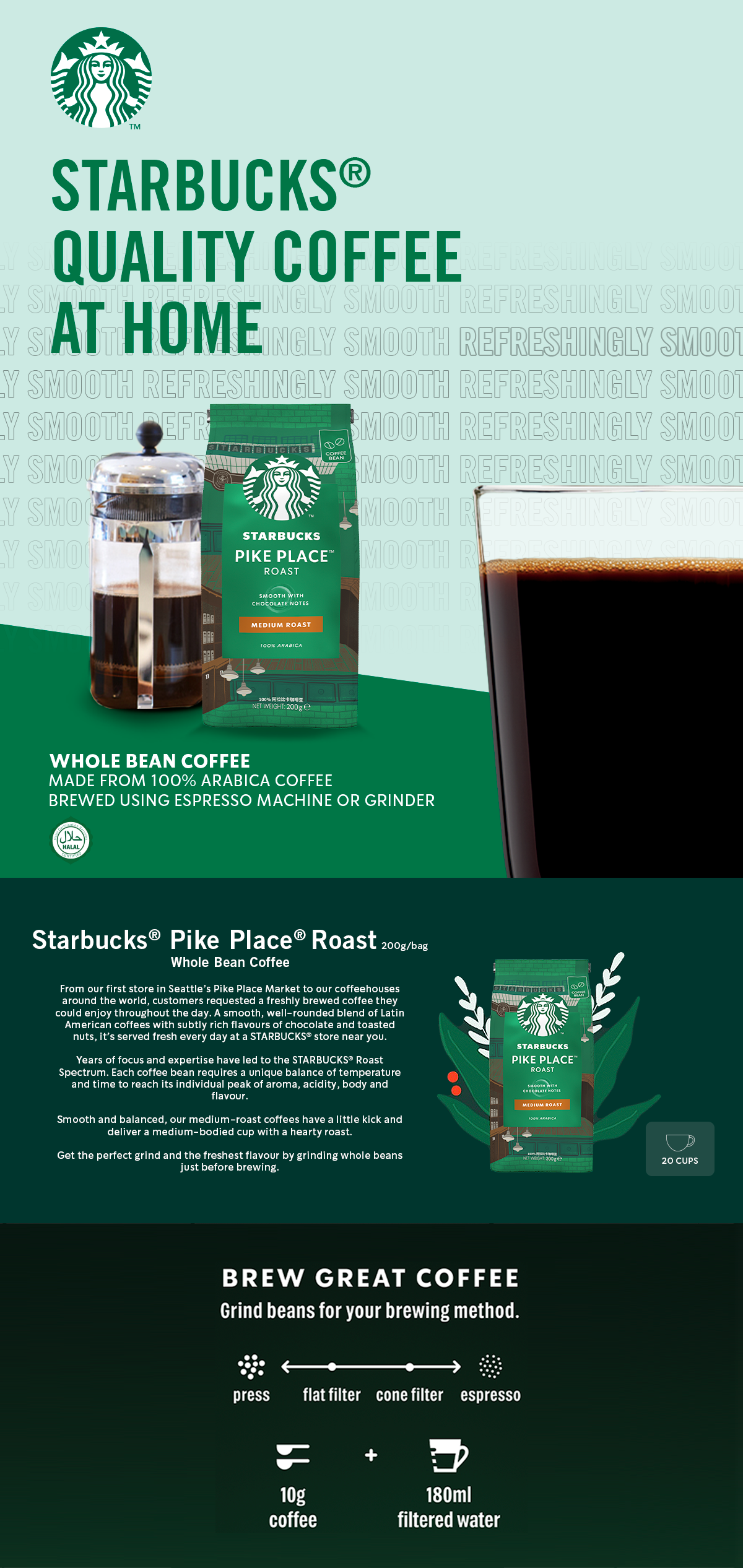 STARBUCKS® Pike Place® Roast (Medium Roast & Whole Bean Coffee)