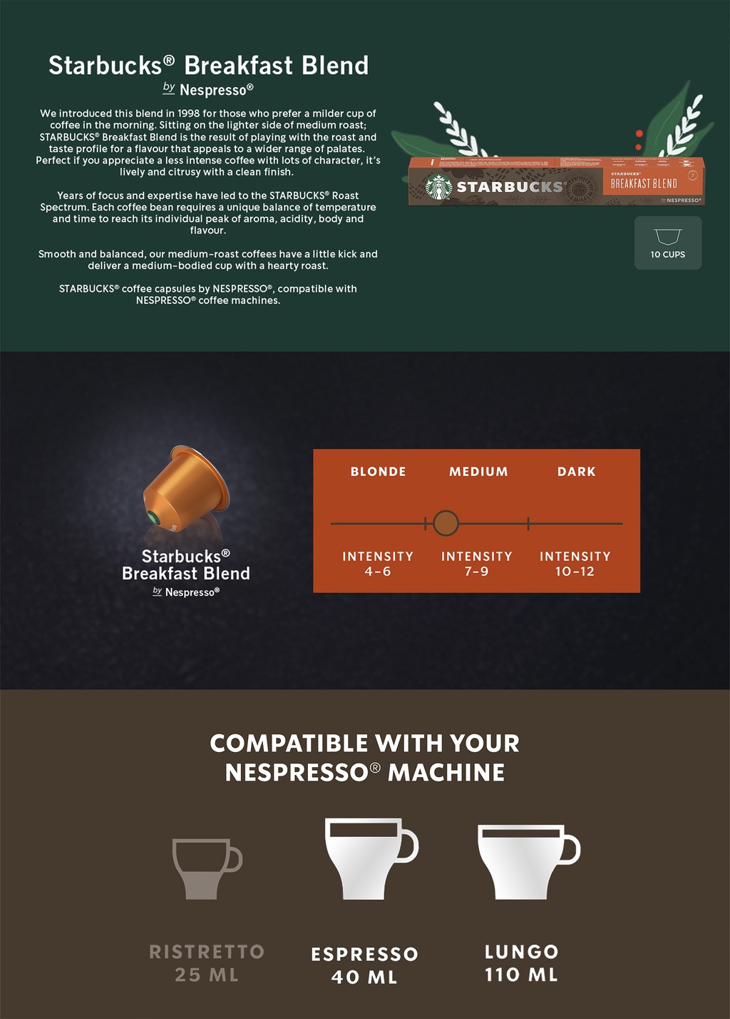 STARBUCKS® Breakfast Blend by Nespresso® STARBUCKS® Breakfast Blend by Nespresso®