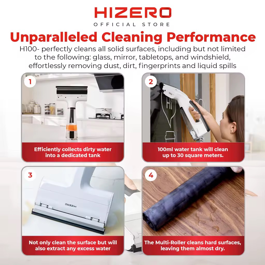 HIZERO H100 Handheld Bionic Floor Cleaner | Cordless 4-in-1 Wet & Dry Mop | No-Suction Technology | Self-Cleaning - Image 3