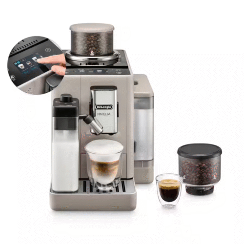De'Longhi Rivelia l Fully Automatic Espresso Coffee Machine with Milk Frother – Sand Beige