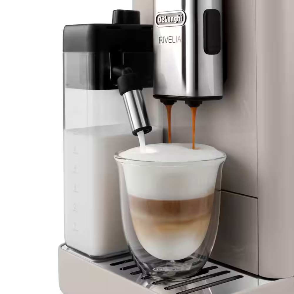 De'Longhi Rivelia l Fully Automatic Espresso Coffee Machine with Milk Frother – Sand Beige - Image 5